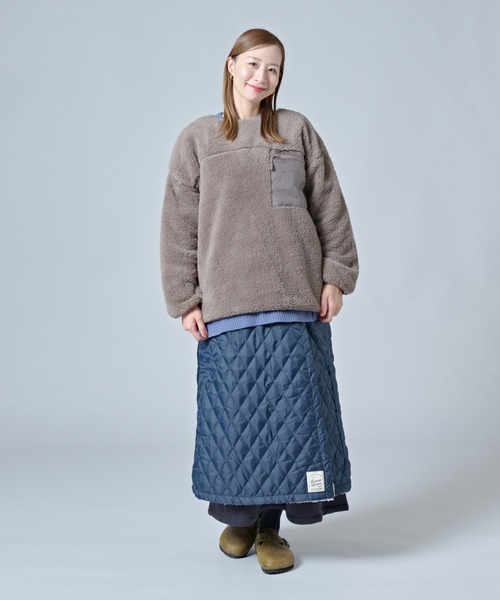 CALIFORNIA OUTFITTERS(カリフォルニア アウトフィッターズ)の「2-10A8 【防寒2WAY】 裏ボア キルト ロング 巻きスカート ラップスカート ブランケット(スカート・レディース・ネイビー/ピンク/ブラウン/ブラック/カーキ/グレイッシュベージュ・ONESIZE)」の5枚目の写真