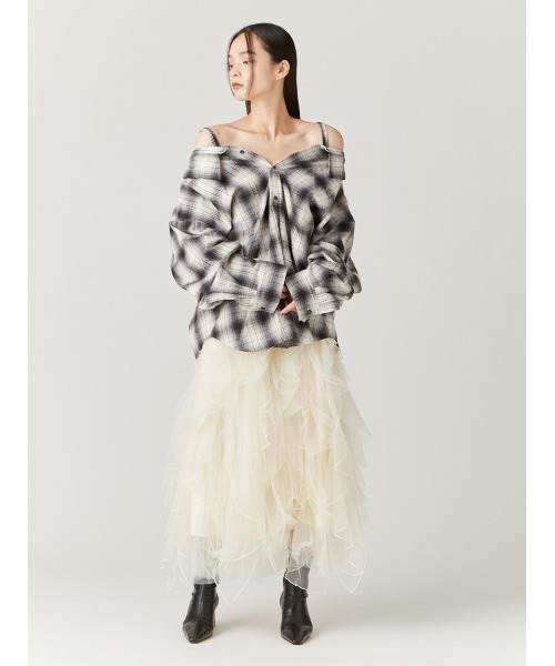 FRAY I.D（フレイアイディー）の「オフショルオーバーネルシャツ