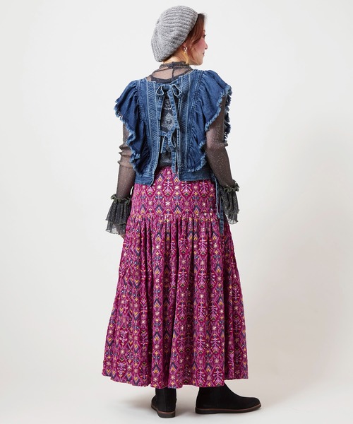 チャイハネ(チャイハネ)の「【チャイハネ】ブライド刺繍ロングスカート(スカート・レディース・レッド/ブラック/グリーン/ピンク・FREE)」の13枚目の写真