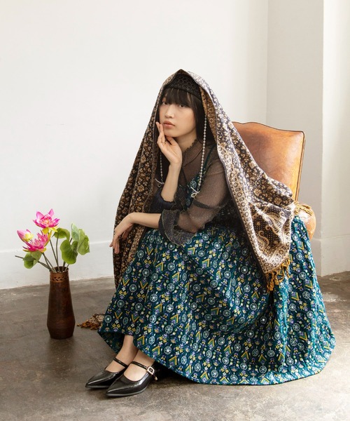 チャイハネ(チャイハネ)の「【チャイハネ】ブライド刺繍ロングスカート(スカート・レディース・レッド/ブラック/グリーン/ピンク・FREE)」の9枚目の写真