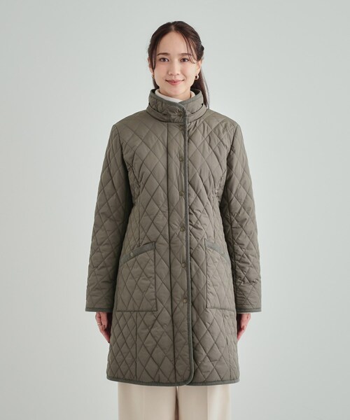 SHOO・LA・RUE（シューラルー）の「◆【フード取り外し可/撥水加工】自然にくびれる あったかダイヤ柄キルトコート（その他アウター・レディース・ブラック/グレー系その他/ライトベージュ・03/02/01/04）」の13枚目の写真