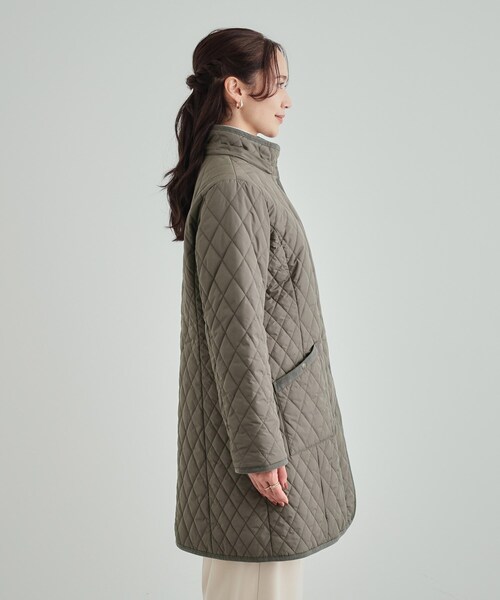 SHOO・LA・RUE（シューラルー）の「◆【フード取り外し可/撥水加工】自然にくびれる あったかダイヤ柄キルトコート（その他アウター・レディース・ブラック/グレー系その他/ライトベージュ・03/02/01/04）」の14枚目の写真