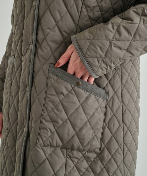 SHOO・LA・RUE（シューラルー）の「◆【フード取り外し可/撥水加工】自然にくびれる あったかダイヤ柄キルトコート（その他アウター・レディース・ブラック/グレー系その他/ライトベージュ・03/02/01/04）」の21枚目の写真
