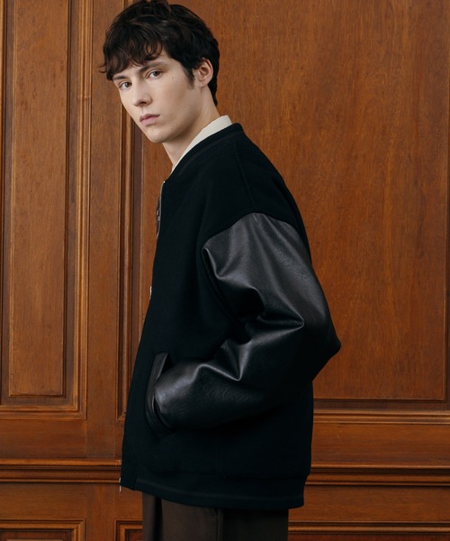 セール】【LURAKU】wool melton stadium jacket/ウールメルトン