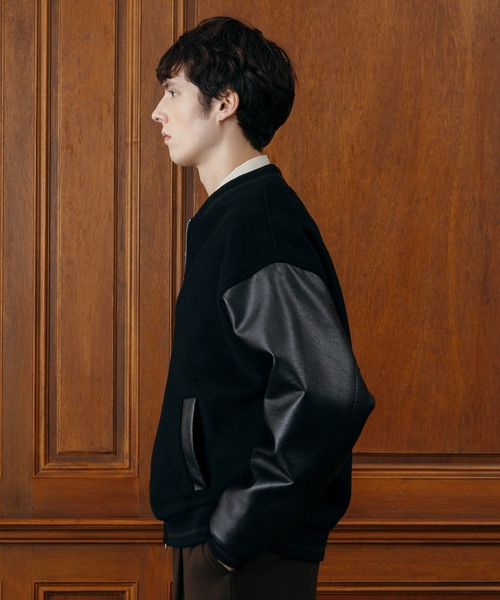 wool melton stadium jacket/ウールメルトンスタジャン LURAKU】wool melton stadium jacket/ウールメルトンスタジャン