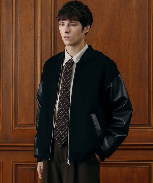 LURAKU】wool melton stadium jacket/ウールメルトンスタジャン