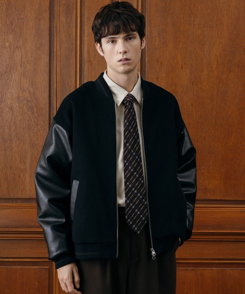 LURAKU】wool melton stadium jacket/ウールメルトンスタジャン