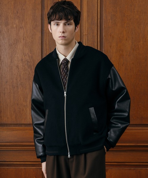 LURAKU】wool melton stadium jacket/ウールメルトンスタジャン