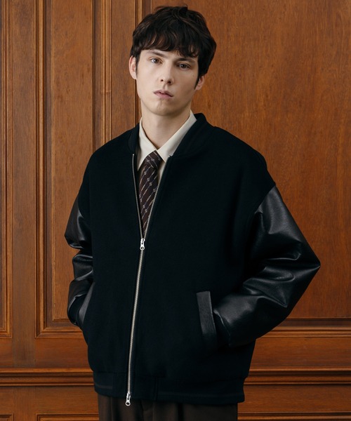 LURAKU】wool melton stadium jacket/ウールメルトンスタジャン