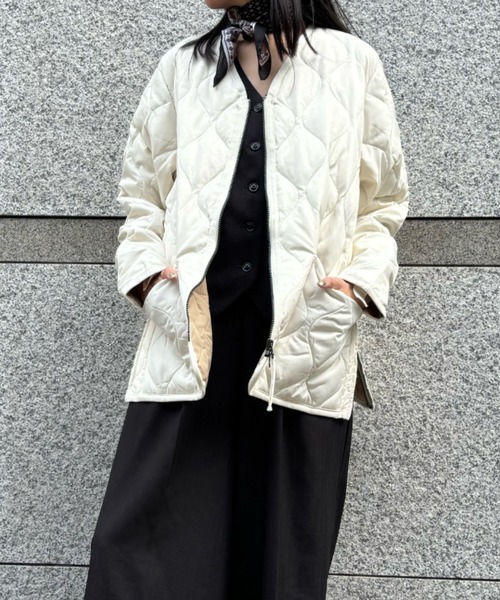 Scrap Book(スクラップブック)の「◆WEB限定 展開◆【TAION】MILITARY W-ZIP V NECK DOWN JKT(ダウンジャケット/コート・レディース・ホワイト系その他/ブラック・FREE)」の4枚目の写真