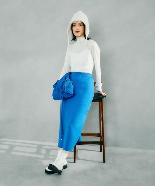 studio CLIP（スタディオクリップ）の「【3シーズン/静電気防止/毛玉軽減】12ゲージらくらくニットスカート[プチ・プラスサイズあり]（スカート・レディース・ブラック/ブルー/ナチュラル・PF/ﾌﾘｰ(L)/FREE）」の9枚目の写真