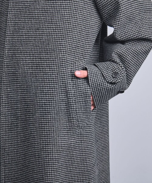 UNITED ARROWS ハウンドトゥース(千鳥格子)柄ステンカラーコート
