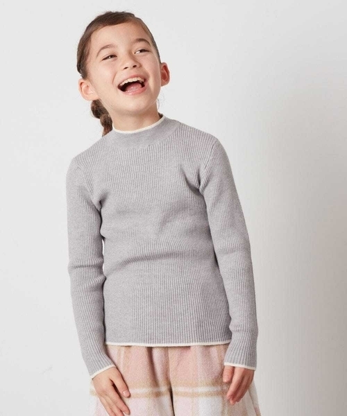 a.v.v（アーヴェヴェ）の「[160]ハイネックリブニット（ニット/セーター・キッズ・ホワイト/ライトグレー/アイボリー・160）」の3枚目の写真