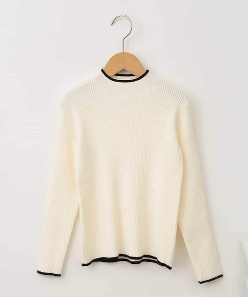 a.v.v（アーヴェヴェ）の「[160]ハイネックリブニット（ニット/セーター・キッズ・ホワイト/ライトグレー/アイボリー・160）」の4枚目の写真