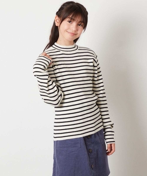 a.v.v（アーヴェヴェ）の「[160]ハイネックリブニット（ニット/セーター・キッズ・ホワイト/ライトグレー/アイボリー・160）」の5枚目の写真