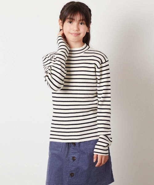 a.v.v（アーヴェヴェ）の「[160]ハイネックリブニット（ニット/セーター・キッズ・ホワイト/ライトグレー/アイボリー・160）」の6枚目の写真