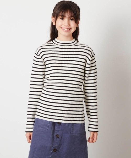 a.v.v（アーヴェヴェ）の「[160]ハイネックリブニット（ニット/セーター・キッズ・ホワイト/ライトグレー/アイボリー・160）」の7枚目の写真