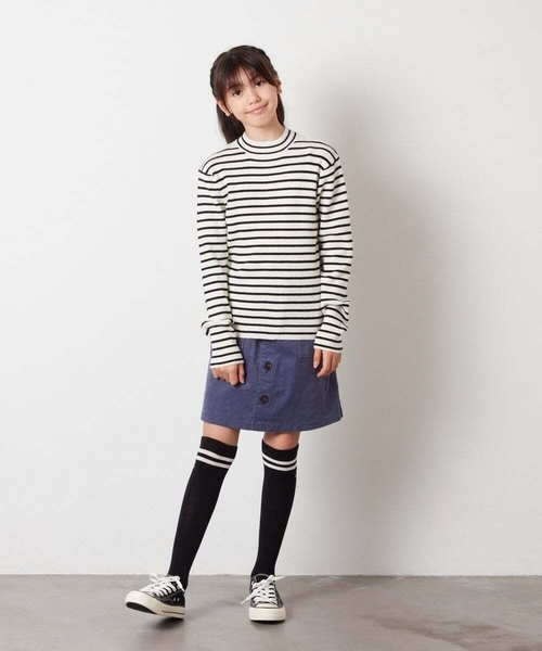 a.v.v（アーヴェヴェ）の「[160]ハイネックリブニット（ニット/セーター・キッズ・ホワイト/ライトグレー/アイボリー・160）」の8枚目の写真