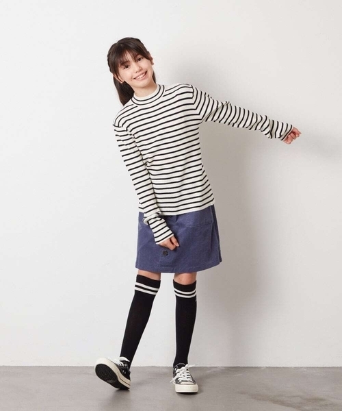 a.v.v（アーヴェヴェ）の「[160]ハイネックリブニット（ニット/セーター・キッズ・ホワイト/ライトグレー/アイボリー・160）」の9枚目の写真