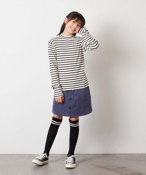 a.v.v（アーヴェヴェ）の「[160]ハイネックリブニット（ニット/セーター・キッズ・ホワイト/ライトグレー/アイボリー・160）」の10枚目の写真