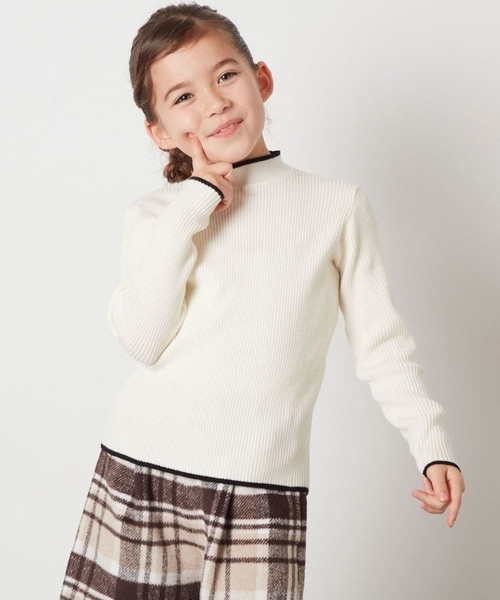 a.v.v（アーヴェヴェ）の「[160]ハイネックリブニット（ニット/セーター・キッズ・ホワイト/ライトグレー/アイボリー・160）」の18枚目の写真
