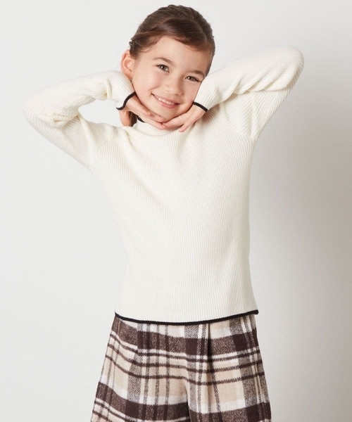 a.v.v（アーヴェヴェ）の「[160]ハイネックリブニット（ニット/セーター・キッズ・ホワイト/ライトグレー/アイボリー・160）」の19枚目の写真
