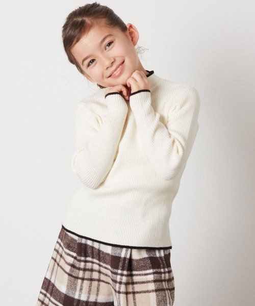 a.v.v（アーヴェヴェ）の「[160]ハイネックリブニット（ニット/セーター・キッズ・ホワイト/ライトグレー/アイボリー・160）」の20枚目の写真