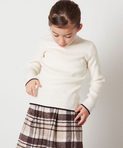 a.v.v（アーヴェヴェ）の「[160]ハイネックリブニット（ニット/セーター・キッズ・ホワイト/ライトグレー/アイボリー・160）」の21枚目の写真