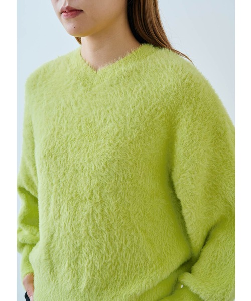 IEDIT（イディット）の「ＩＥＤＩＴ　ヘアリーシャギー素材のスパークルニット（ニット/セーター・レディース・グレイッシュブルー/イエロー/パープル・M/L/LL/3L/4L/S）」の9枚目の写真