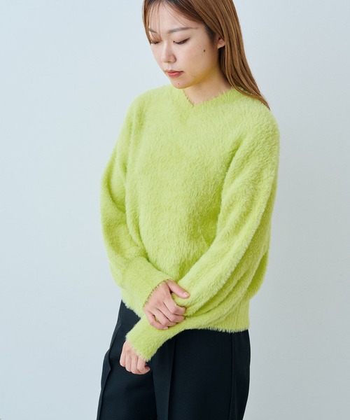 IEDIT（イディット）の「ＩＥＤＩＴ　ヘアリーシャギー素材のスパークルニット（ニット/セーター・レディース・グレイッシュブルー/イエロー/パープル・M/L/LL/3L/4L/S）」の7枚目の写真