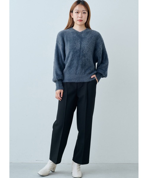 IEDIT（イディット）の「ＩＥＤＩＴ　ヘアリーシャギー素材のスパークルニット（ニット/セーター・レディース・グレイッシュブルー/イエロー/パープル・M/L/LL/3L/4L/S）」の5枚目の写真