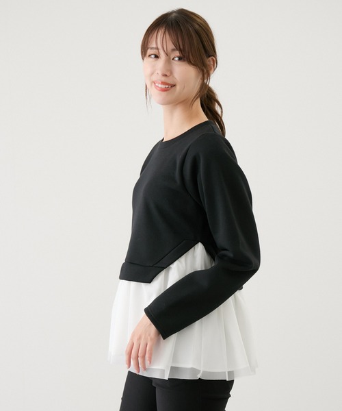 Jayro(ジャイロ)の「裾チュール重ねプルオーバー(Tシャツ/カットソー・レディース・ブラック/ネイビー/グレー/ホワイト系その他・M)」の7枚目の写真