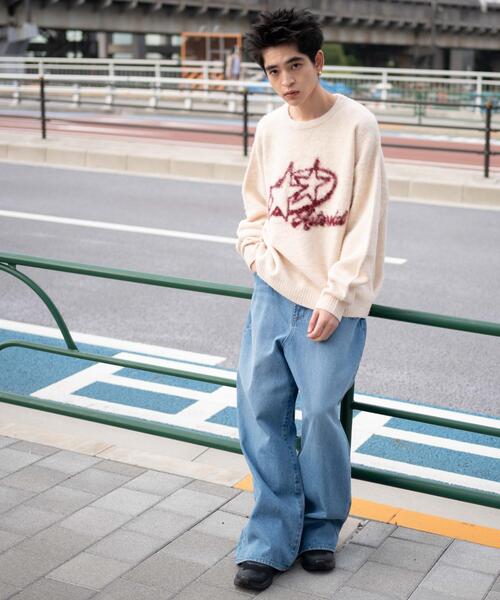 WEGO（ウィゴー）の「WEGO/シャギーグラフィックプルオーバー（ニット/セーター・メンズ・グレー/スミクロ/ブラック/ホワイト・LARGE/MEDIUM）」の20枚目の写真