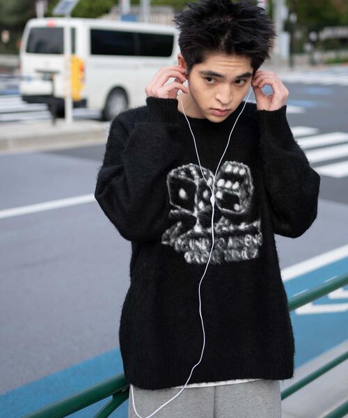 WEGO（ウィゴー）の「WEGO/シャギーグラフィックプルオーバー（ニット/セーター・メンズ・グレー/スミクロ/ブラック/ホワイト・LARGE/MEDIUM）」の22枚目の写真