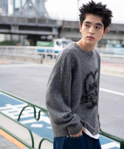 WEGO（ウィゴー）の「WEGO/シャギーグラフィックプルオーバー（ニット/セーター・メンズ・グレー/スミクロ/ブラック/ホワイト・LARGE/MEDIUM）」の17枚目の写真