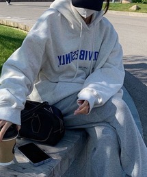 プリントビックシルエット裏起毛プルオーバーパーカー