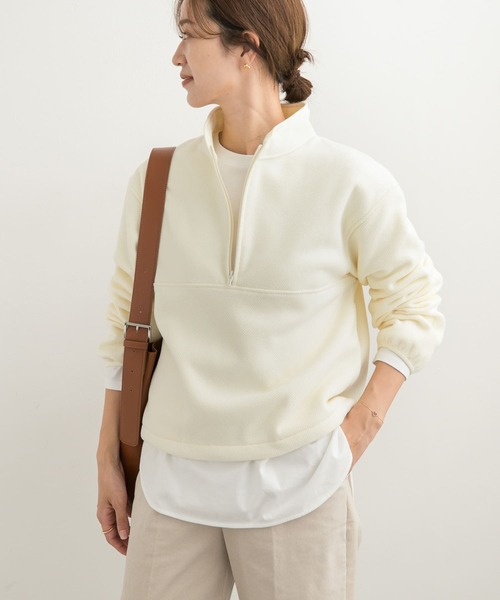 URBAN RESEARCH DOORS(アーバンリサーチドアーズ)の「『UR TECH』ピケフリースハーフジッププルオーバー(Tシャツ/カットソー・レディース・カーキ/アイボリー・MEDIUM)」の5枚目の写真