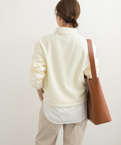 URBAN RESEARCH DOORS(アーバンリサーチドアーズ)の「『UR TECH』ピケフリースハーフジッププルオーバー(Tシャツ/カットソー・レディース・カーキ/アイボリー・MEDIUM)」の6枚目の写真