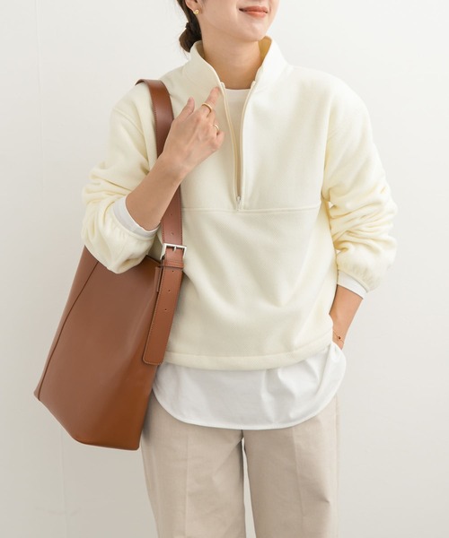 URBAN RESEARCH DOORS(アーバンリサーチドアーズ)の「『UR TECH』ピケフリースハーフジッププルオーバー(Tシャツ/カットソー・レディース・カーキ/アイボリー・MEDIUM)」の7枚目の写真