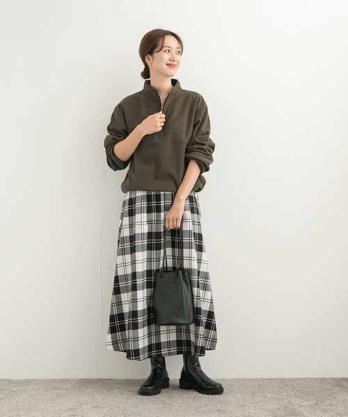 URBAN RESEARCH DOORS(アーバンリサーチドアーズ)の「『UR TECH』ピケフリースハーフジッププルオーバー(Tシャツ/カットソー・レディース・カーキ/アイボリー・MEDIUM)」の19枚目の写真