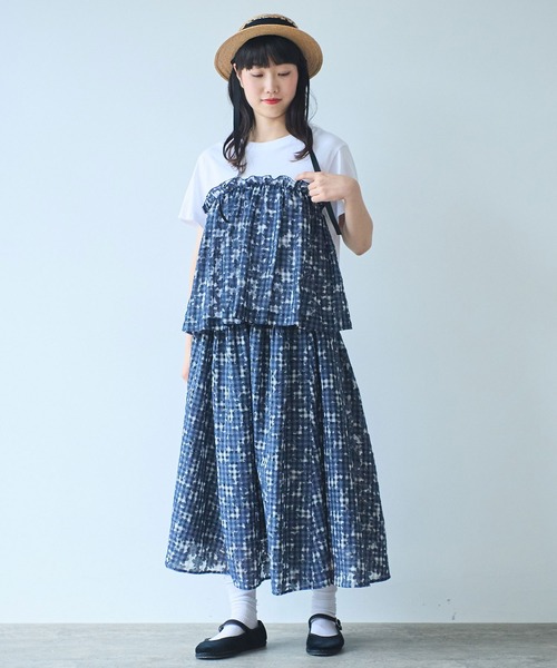 bulle de savon(ビュルデサボン)の「gingham×hana opal Tシャツ(Tシャツ/カットソー・レディース・レッド/ネイビー・FREE)」の9枚目の写真