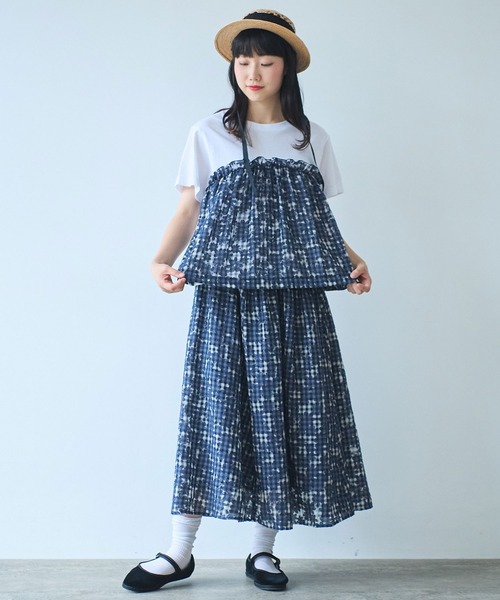 bulle de savon(ビュルデサボン)の「gingham×hana opal Tシャツ(Tシャツ/カットソー・レディース・レッド/ネイビー・FREE)」の10枚目の写真