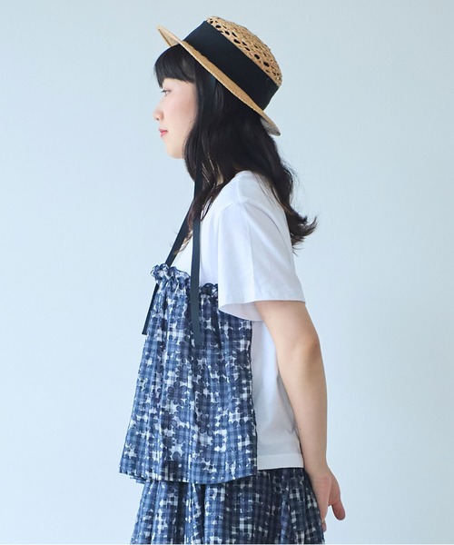 bulle de savon(ビュルデサボン)の「gingham×hana opal Tシャツ(Tシャツ/カットソー・レディース・レッド/ネイビー・FREE)」の7枚目の写真