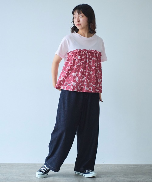bulle de savon(ビュルデサボン)の「gingham×hana opal Tシャツ(Tシャツ/カットソー・レディース・レッド/ネイビー・FREE)」の22枚目の写真