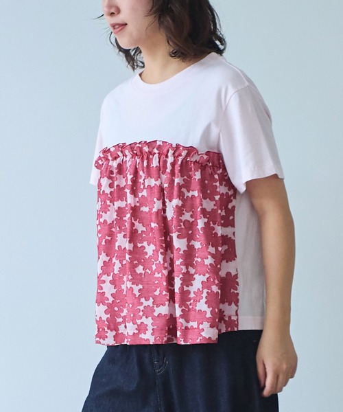 bulle de savon(ビュルデサボン)の「gingham×hana opal Tシャツ(Tシャツ/カットソー・レディース・レッド/ネイビー・FREE)」の17枚目の写真