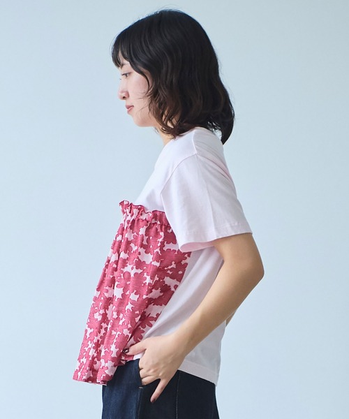 bulle de savon(ビュルデサボン)の「gingham×hana opal Tシャツ(Tシャツ/カットソー・レディース・レッド/ネイビー・FREE)」の18枚目の写真