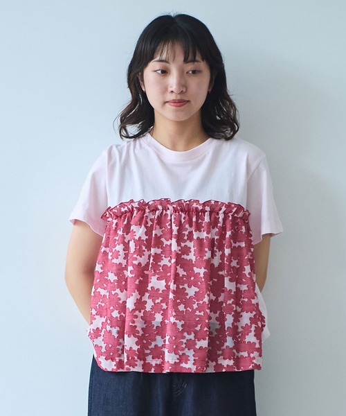 bulle de savon(ビュルデサボン)の「gingham×hana opal Tシャツ(Tシャツ/カットソー・レディース・レッド/ネイビー・FREE)」の19枚目の写真