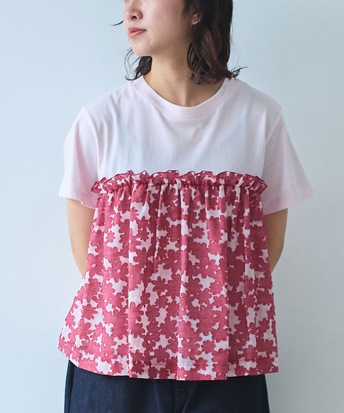 bulle de savon(ビュルデサボン)の「gingham×hana opal Tシャツ(Tシャツ/カットソー・レディース・レッド/ネイビー・FREE)」の20枚目の写真