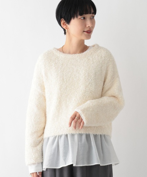 LEPSIM（レプシィム）の「5ゲージフラッグヤーンプルオーバー 251624（ニット/セーター・レディース・グレー/アイボリー/ブルー・FREE）」の4枚目の写真