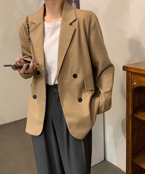 Asterellivi(アステレリビ)の「テーラードジャケット オケージョン(テーラードジャケット・レディース・ベージュ/ブラック・L/M)」の1枚目の写真